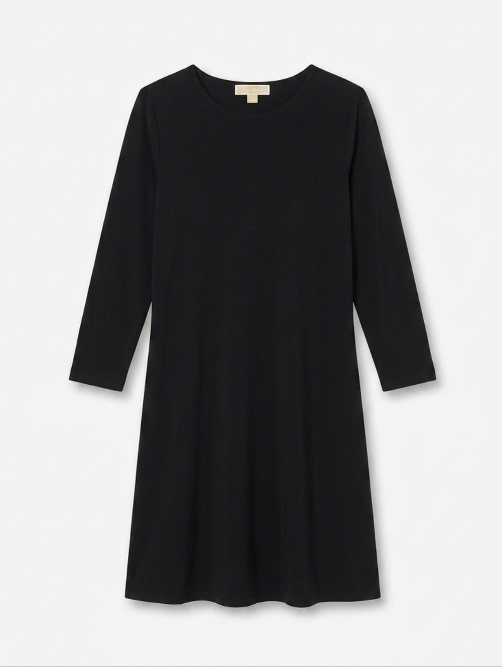 Michael Kors Solid Black Crew Neck A-Line Dress - Essential LBD